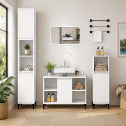 Modern Bathroom Sink Cabinet High Gloss White Storage Unit 80x33x60 cm