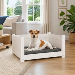 Elegant White Wooden Dog Bed for Your Pet’s Comfort