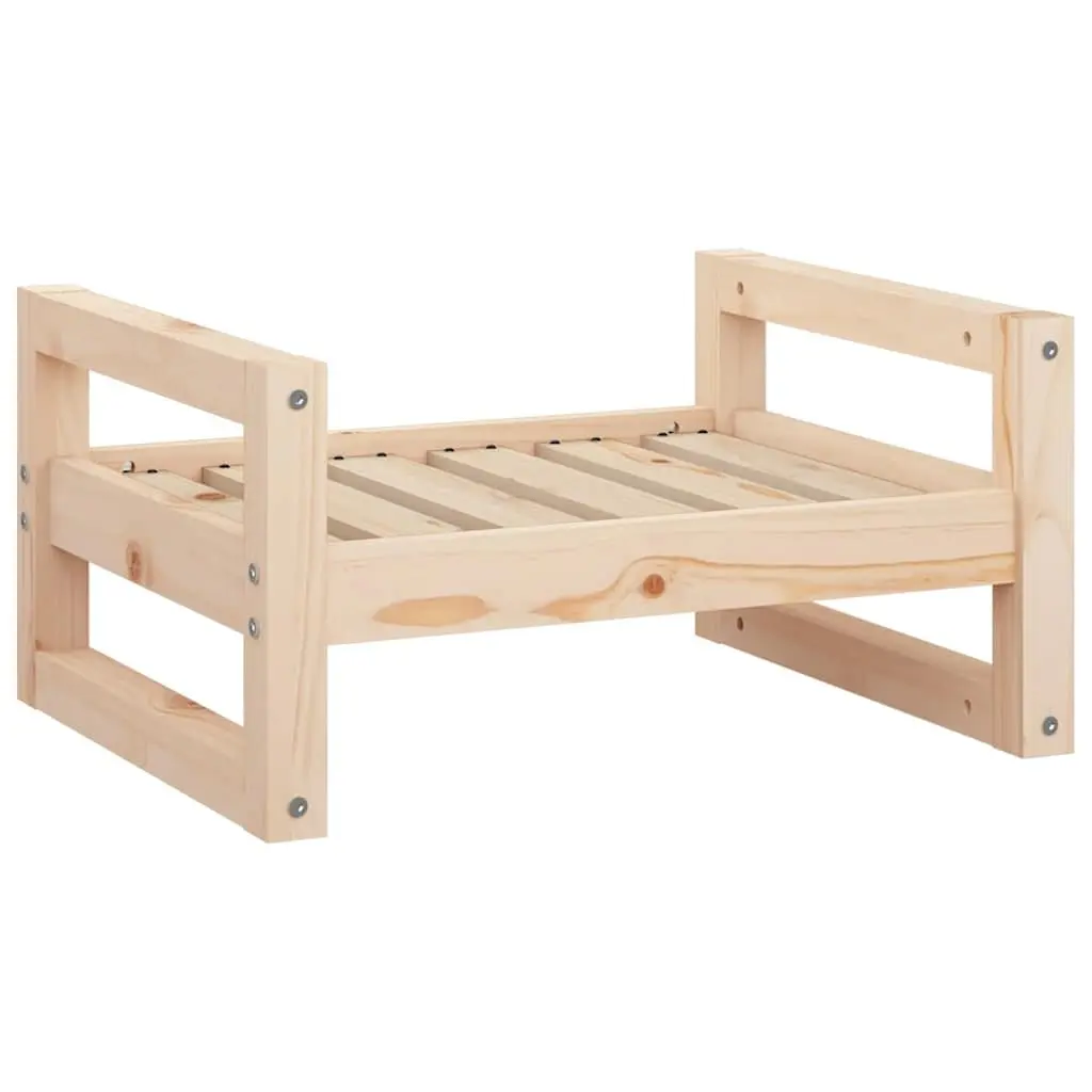 Dog Bed Solid Pine Wood Rectangular Pet Furniture Brown Rustic Design
