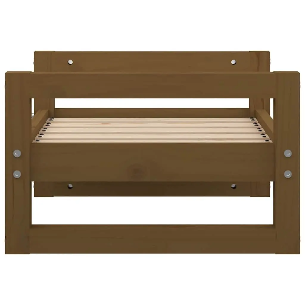 Dog Bed Solid Pine Wood Brown Rectangular Frame Sturdy Pet Sleeping Furniture