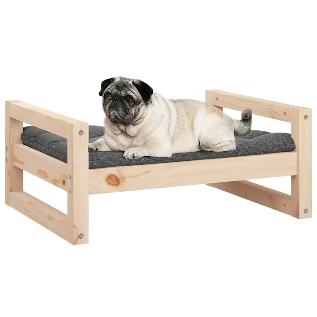 Elevated Rectangular Dog Bed Solid Pine Wood Brown Stable Frame