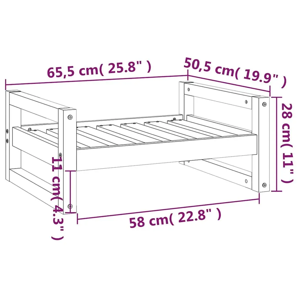 Elevated Rectangular Dog Bed Solid Pine Wood Brown Stable Frame