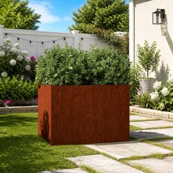 Corten Steel Flower Box 62x47x46cm Enhances Your Outdoor Space