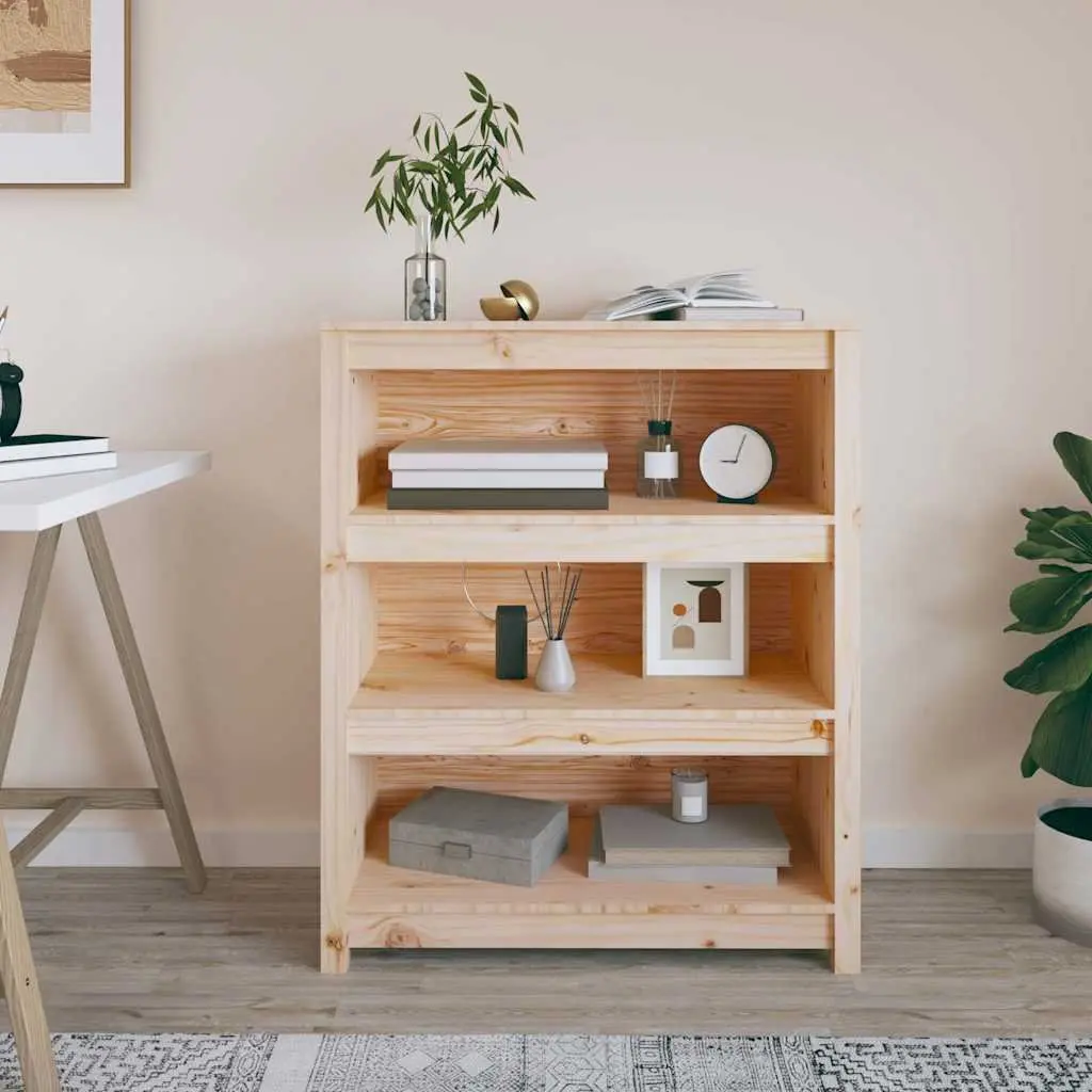 Solid Wood Pine Book Cabinet Storage Shelf Brown 80x35x97cm Living Room Bedroom