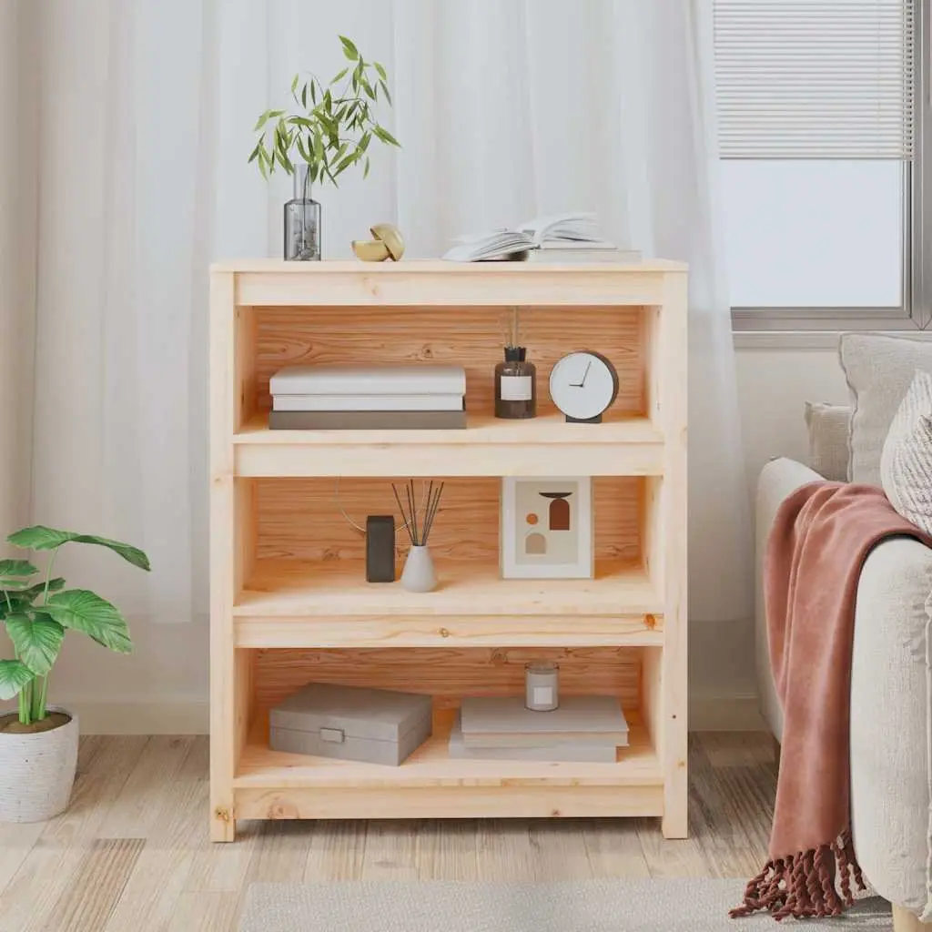 Solid Wood Pine Book Cabinet Storage Shelf Brown 80x35x97cm Living Room Bedroom