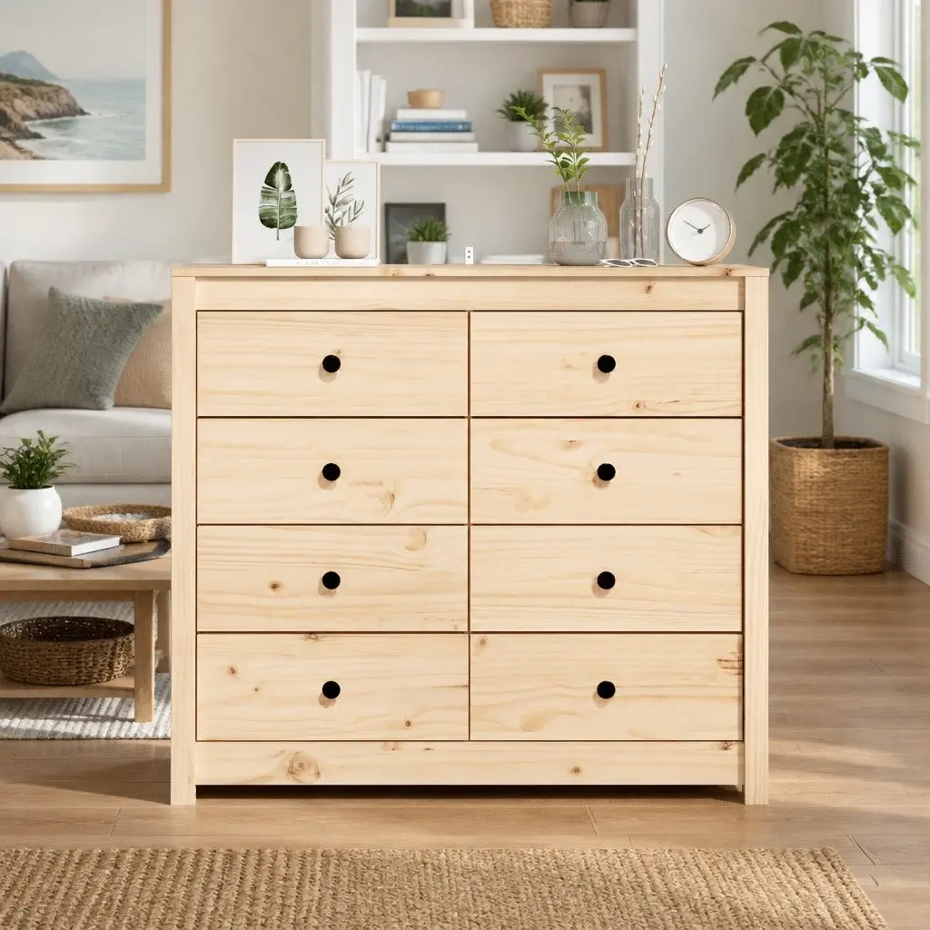 Side Cabinet 100x40x90 cm Solid Pine Wood Storage with Drawers Brown