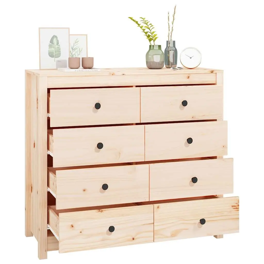 Side Cabinet 100x40x90 cm Solid Pine Wood Storage with Drawers Brown