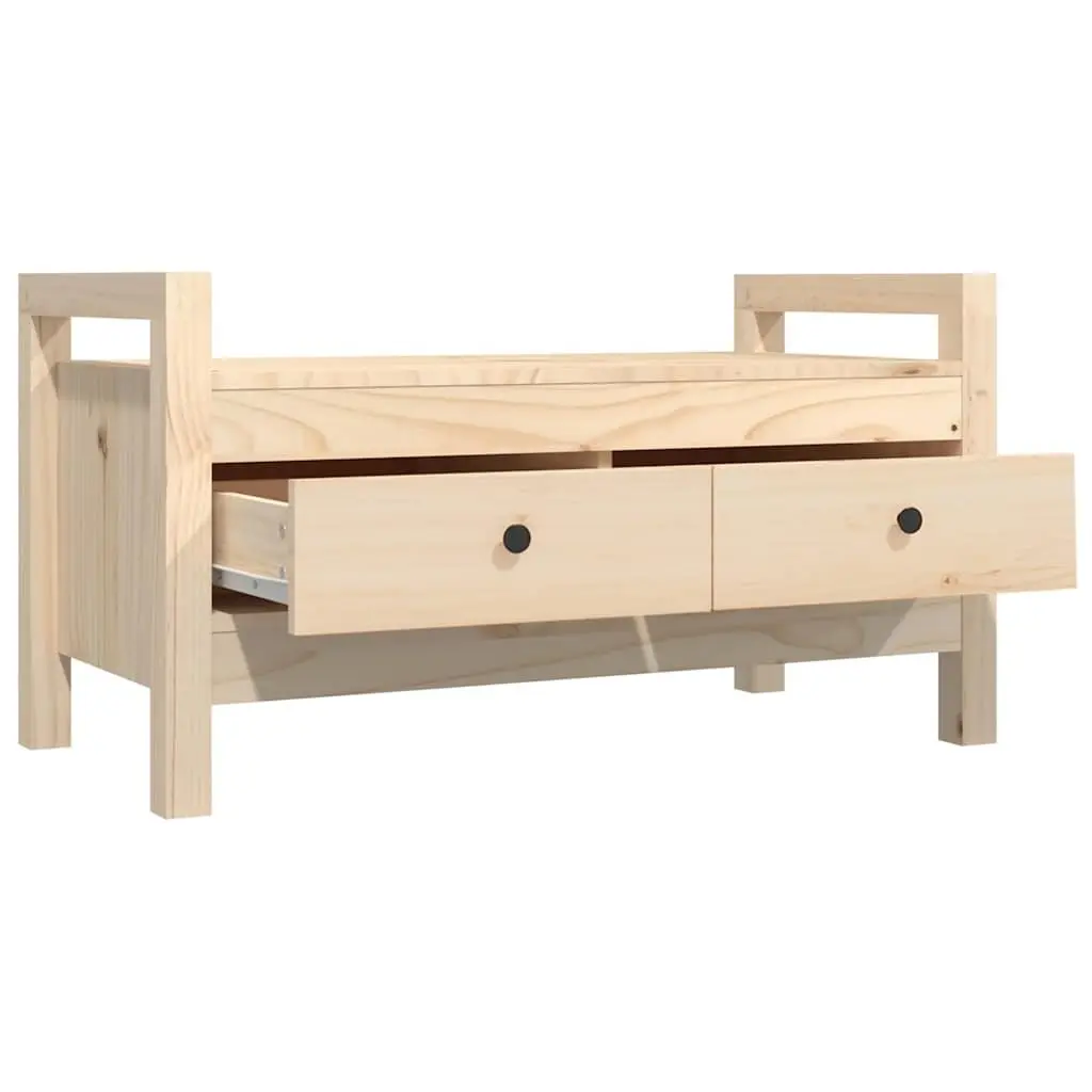 Hall Bench Solid Wood Pine 2 Drawer Storage Entryway Furniture