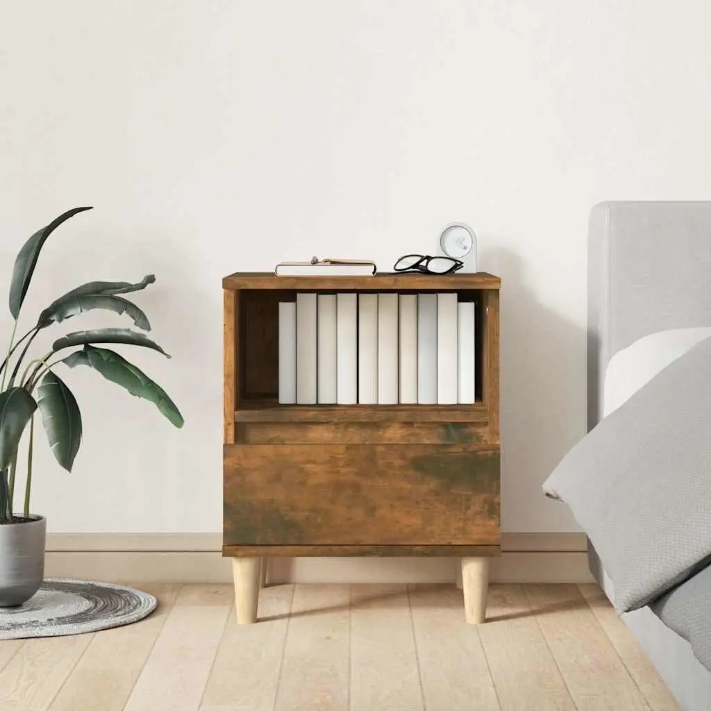 Bedside Cabinets 2 pcs Brown Engineered Wood Storage Nightstand Tables with Drawers