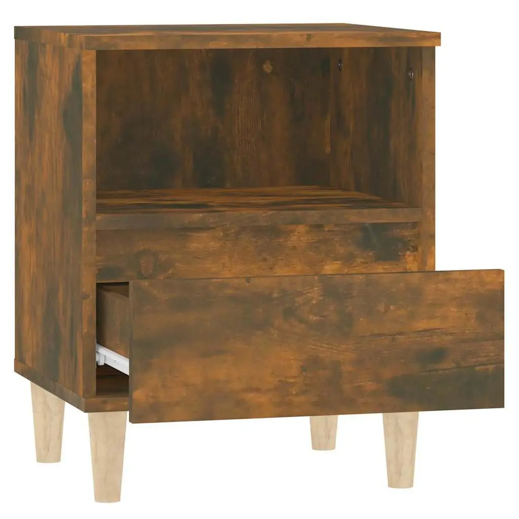 Bedside Cabinets 2 pcs Brown Engineered Wood Storage Nightstand Tables with Drawers
