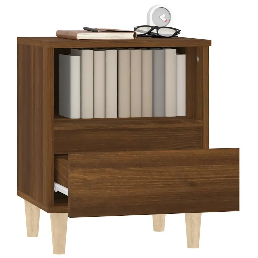 Bedside Cabinet Brown Oak Engineered Wood Storage Drawer Compartment Wooden Legs
