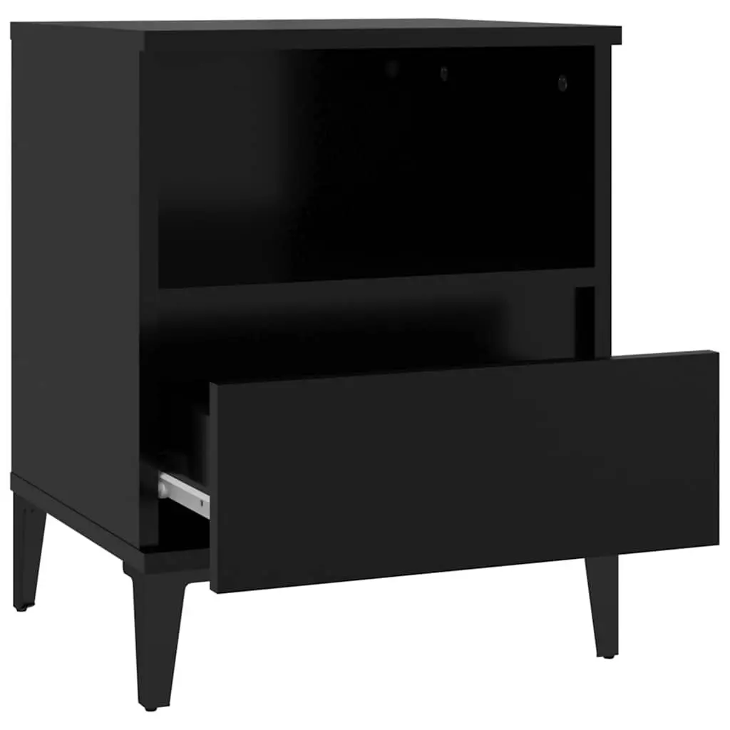 Bedside Cabinets 2 pcs Black Storage Compartment Drawer Nightstand