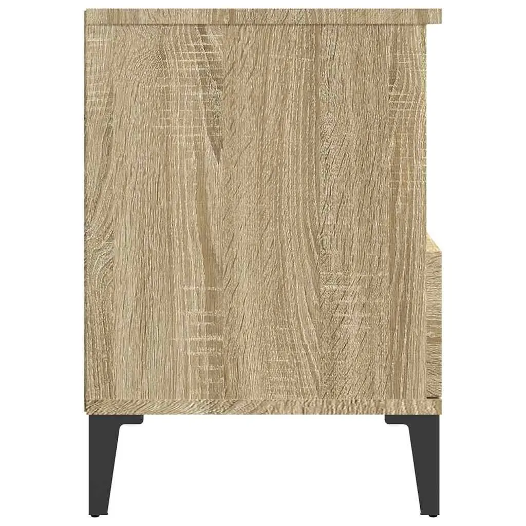 Bedside Cabinet Brown Storage Compartment Drawer Metal Feet Bedroom Furniture