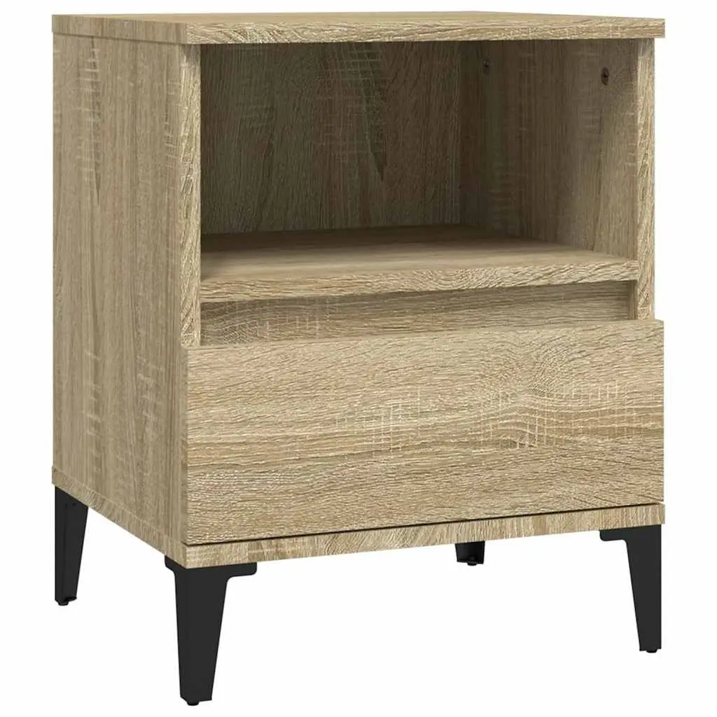 Brown Bedside Cabinets 2 Piece Storage Drawer Compartment Sturdy Tabletop