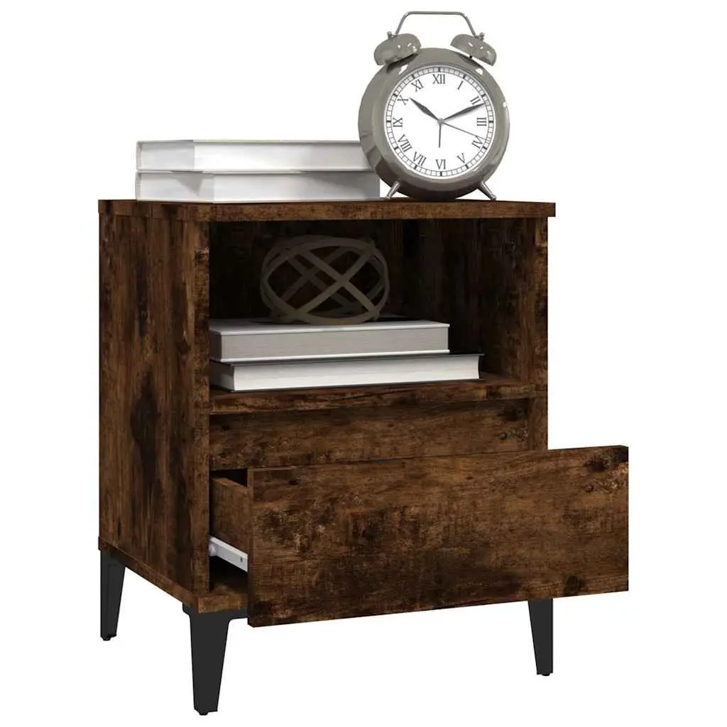 Bedside Cabinet 40x35x50 cm Storage Drawer Organiser Smoked Oak Brown 2 Piece