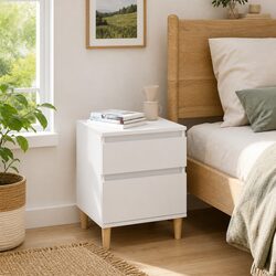 White Bedside Cabinet Storage Nightstand Organiser 40x35x50 cm Bedroom Furniture