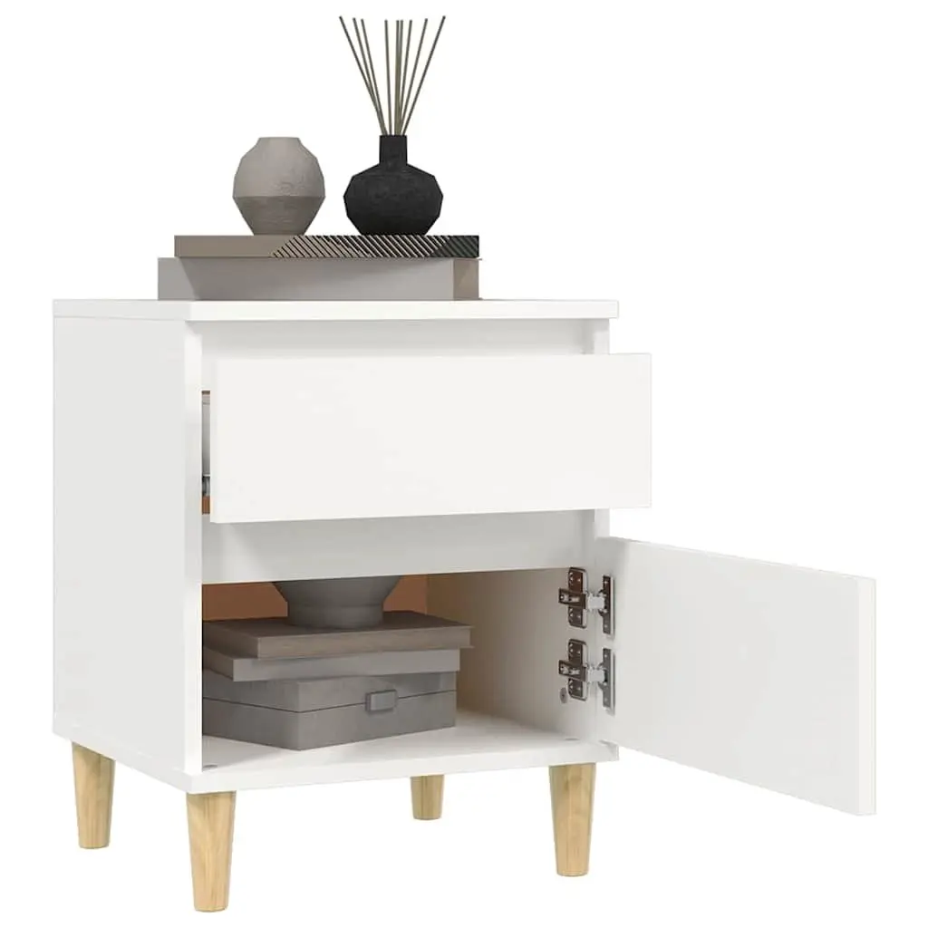Bedside Cabinets 2 pcs White Storage Nightstand Stable Top Open Compartment 40x35x50cm