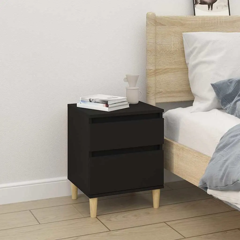 Bedside Cabinets 2 pcs Black Sturdy Engineered Wood Storage Nightstand Side Table