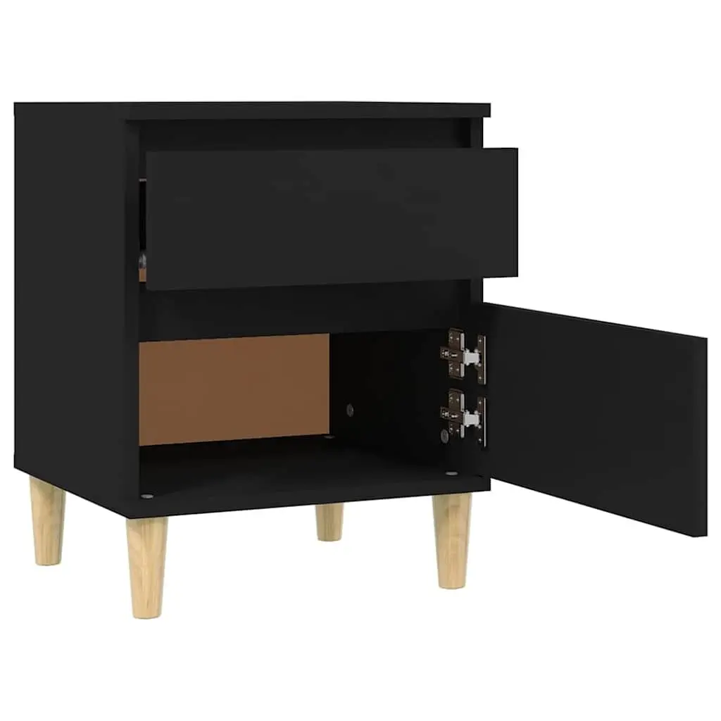 Bedside Cabinets 2 pcs Black Sturdy Engineered Wood Storage Nightstand Side Table