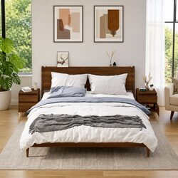 Brown Oak Nightstands for Improved Bedroom Organization