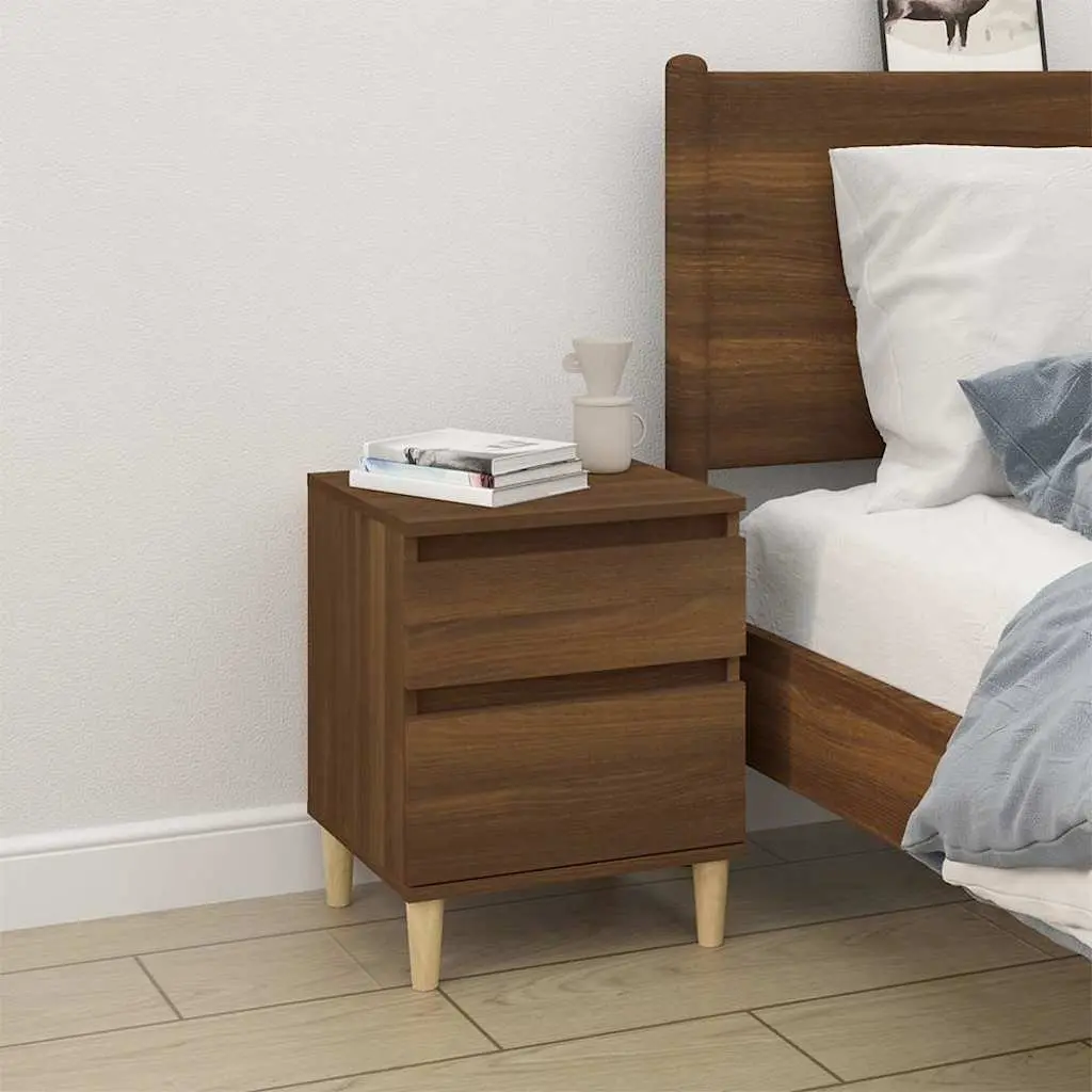 Bedside Tables Pair 40x35x50cm Brown Oak Engineered Wood Storage Cabinets