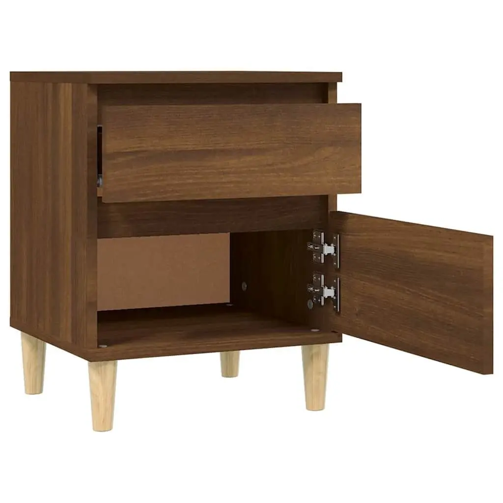 Bedside Tables Pair 40x35x50cm Brown Oak Engineered Wood Storage Cabinets