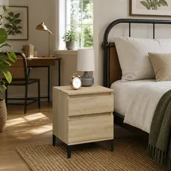 Bedside Cabinet Storage Organizer Brown Wooden Nightstand Side Table Bedroom