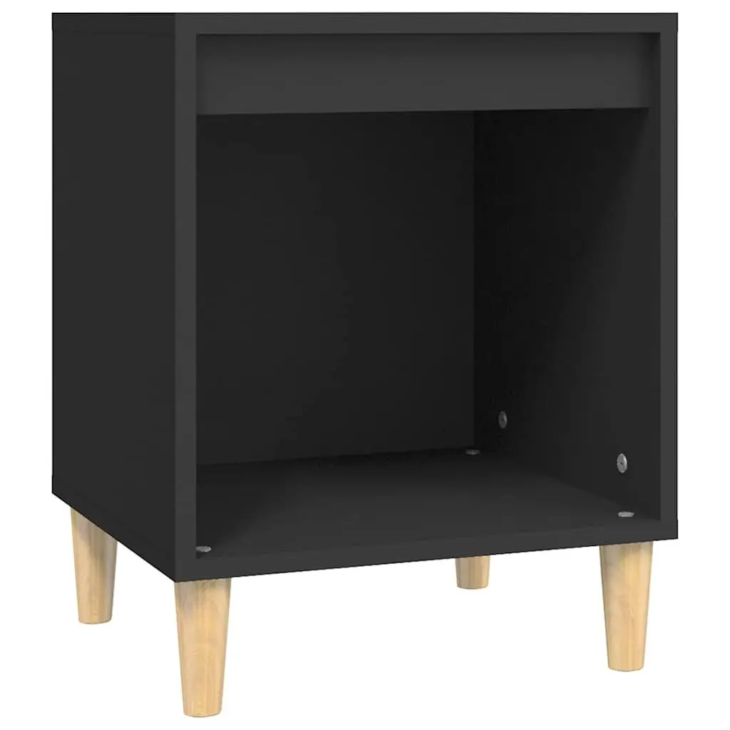Bedside Cabinets 2 pcs Black Engineered Wood Nightstand Storage 40x35x50cm
