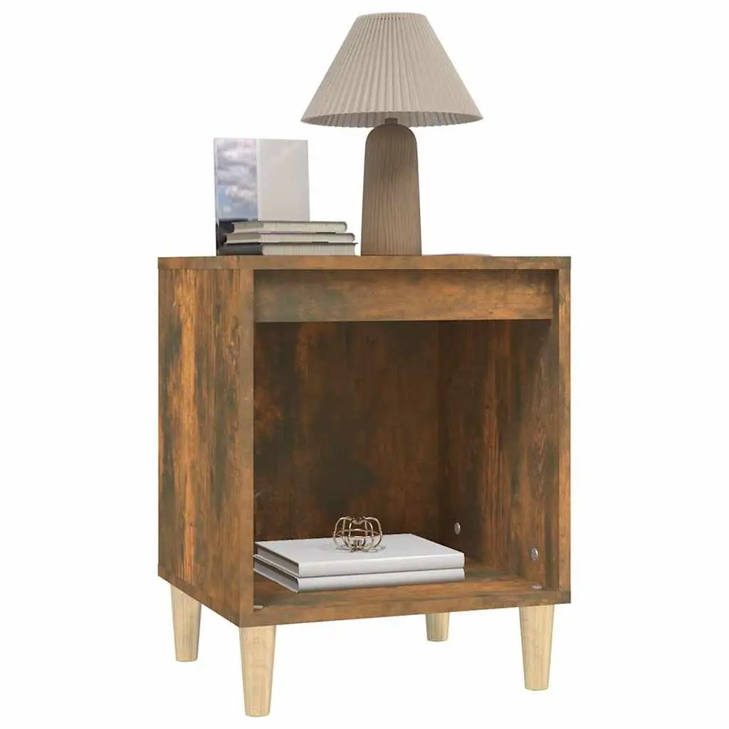 Bedside Cabinet Brown Wood 40x35x50cm Engineered Wood Storage Nightstand