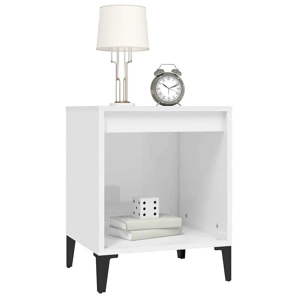 Bedside Cabinet High Gloss White Storage Table Engineered Wood