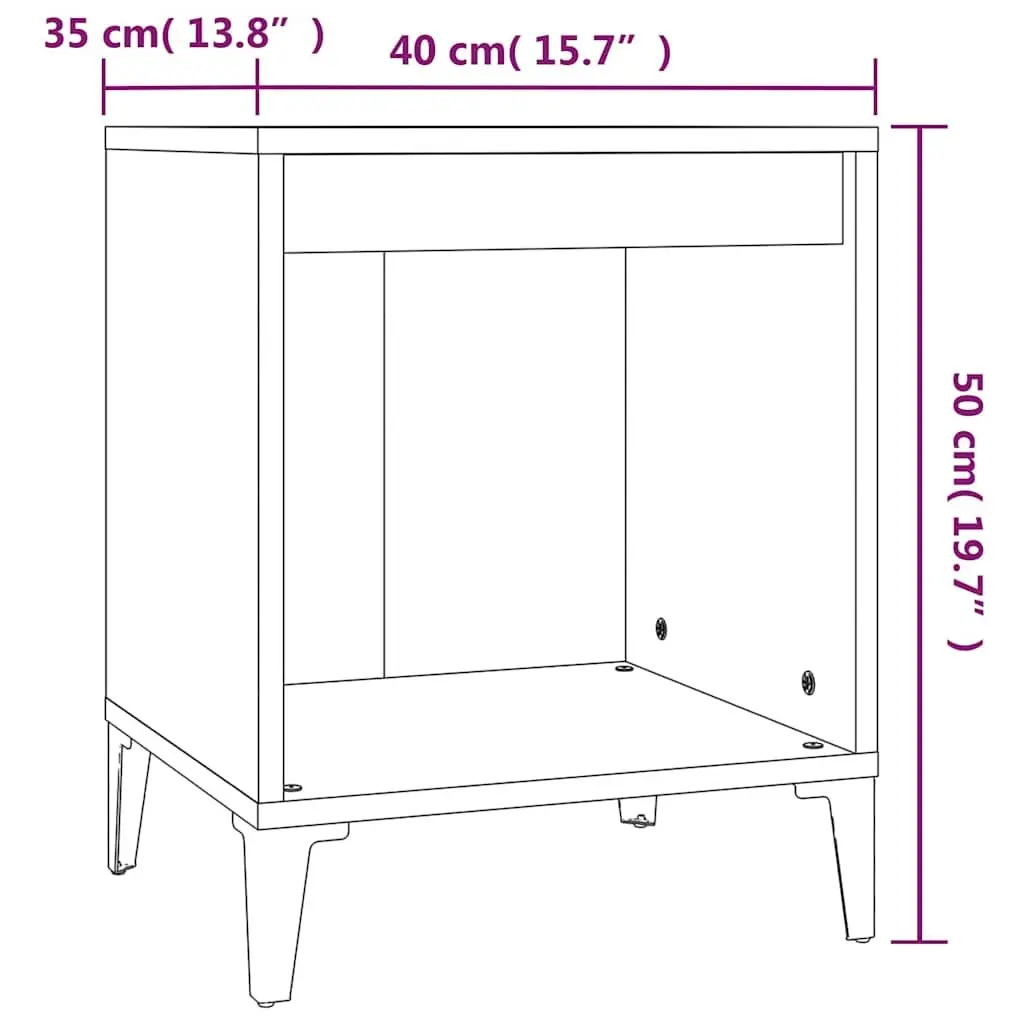 Bedside Cabinets 2 pcs Brown Engineered Wood Storage Tables