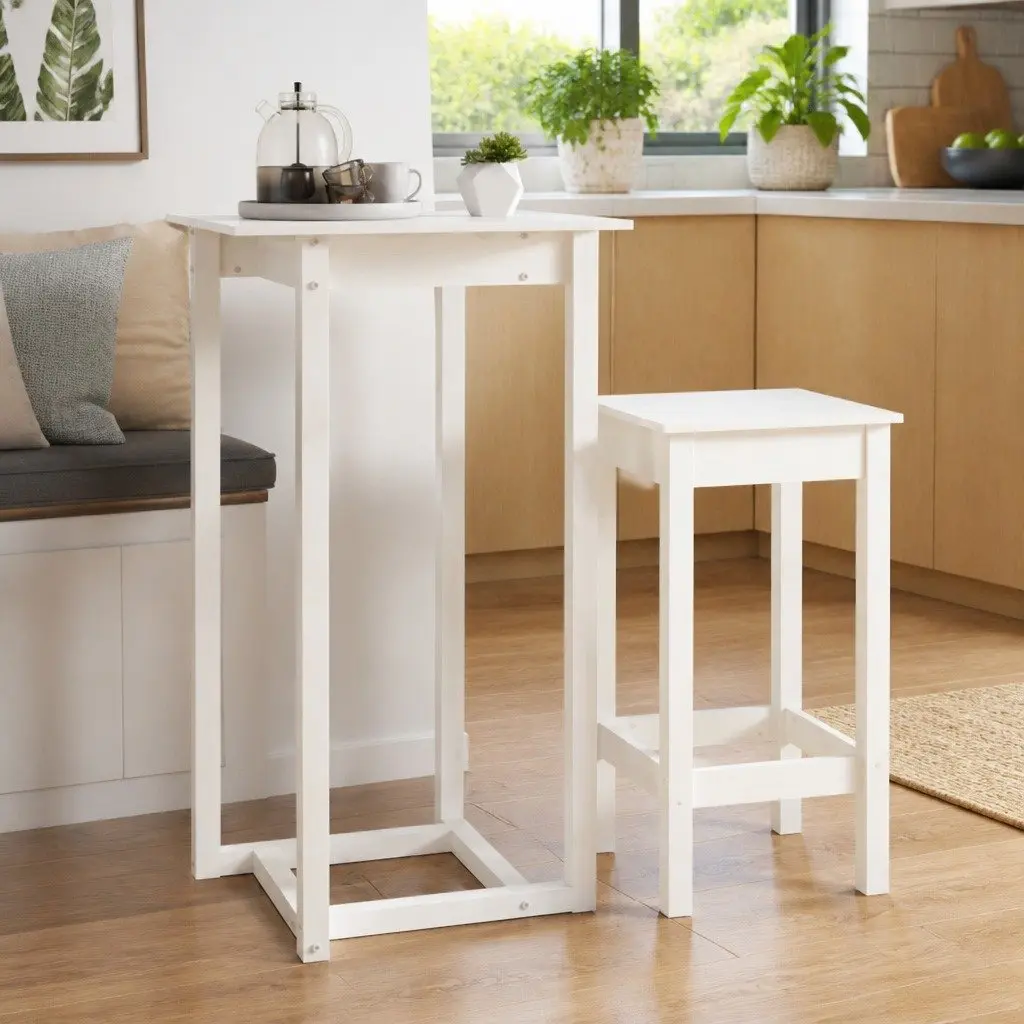 Solid Wood Bar Table 60x60x110 cm High Top Dining Kitchen Furniture