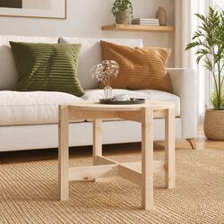 Coffee Table Solid Wood Pine Round Ø 62.5cm Living Room Accent Furniture