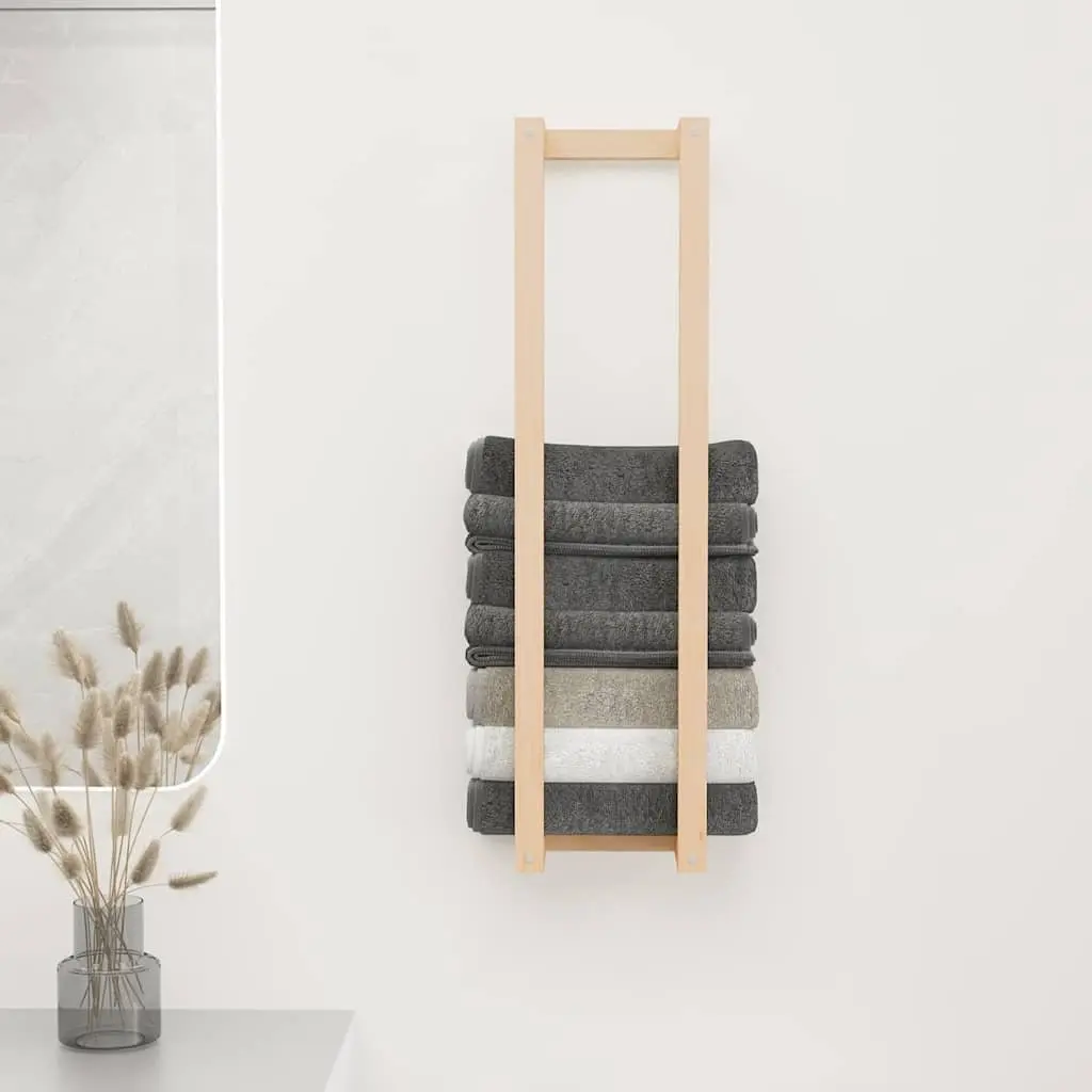 Towel Rack Wall-Mounted Solid Pine Brown 23x18x90cm Bathroom Storage Shelf