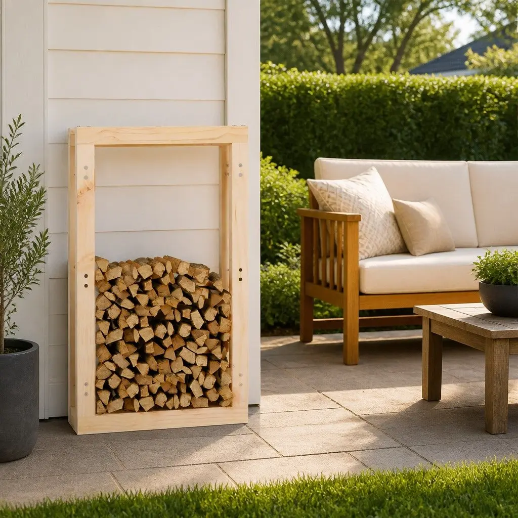 Firewood Rack 60x25x100cm Solid Pine Wood Log Holder Storage Stand