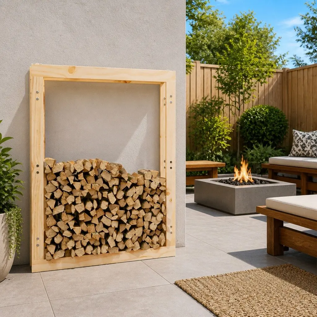 Firewood Rack 80x25x100 cm Solid Pine Wood Log Storage for Fireplace