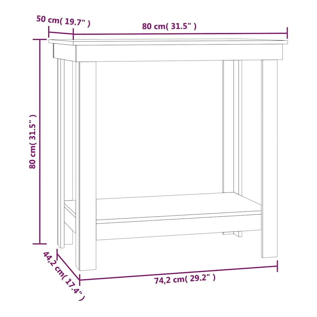 Work Bench 80x50x80 cm Solid Pine Wood Storage Table for Garage Workshop