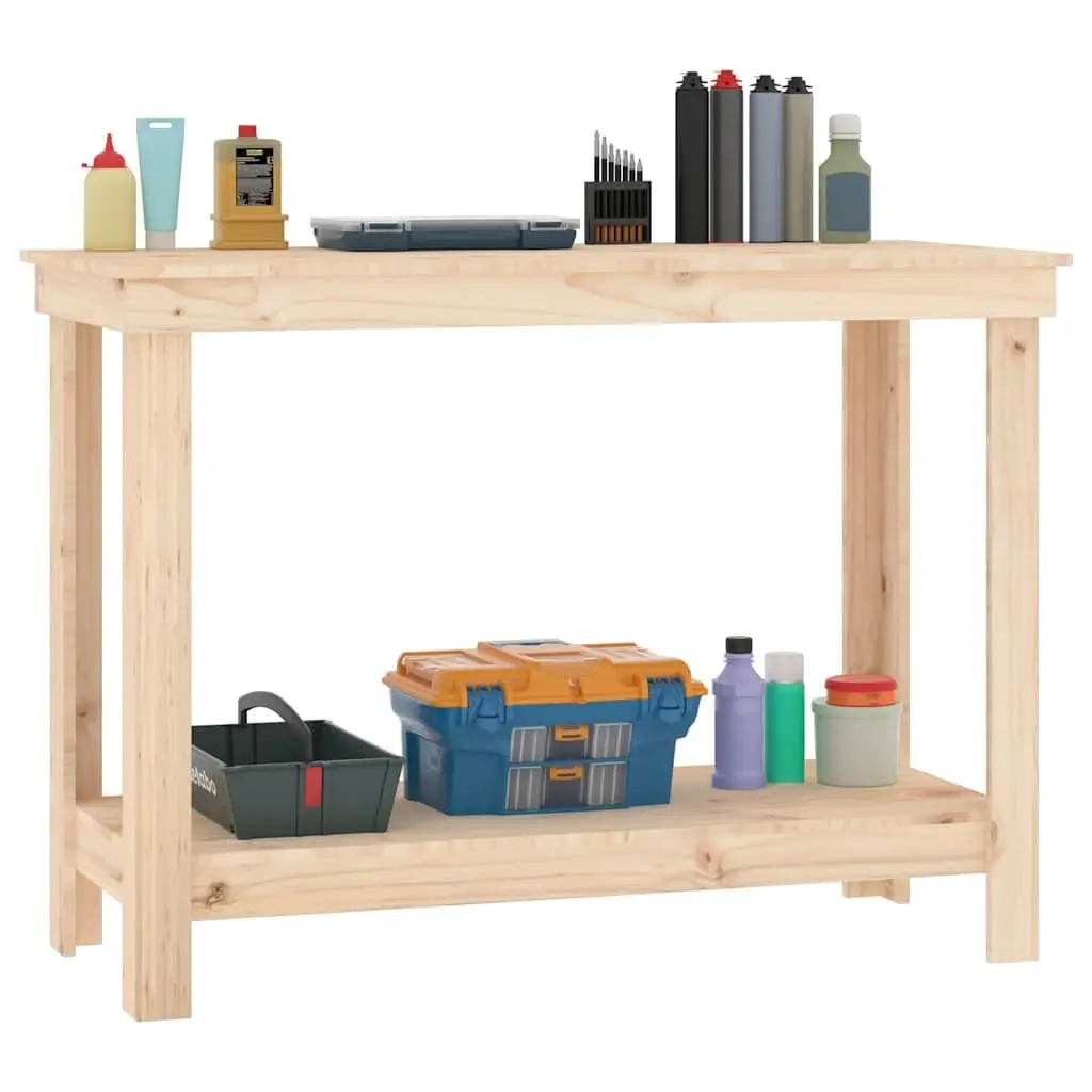 Work Bench Solid Pine Wood Storage Table with Shelf for Garage Workshop Tool Organisation