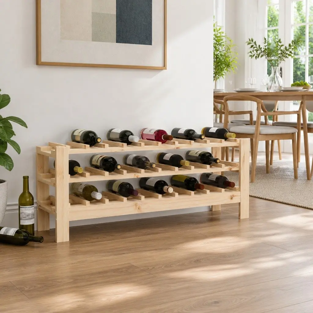 Solid Wood Wine Rack 109.5x30x42 cm Sturdy Pine Storage Cabinet Brown