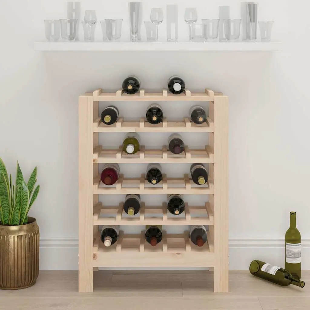 Wine Rack Storage Cabinet 61.5x30x82 cm Solid Pine Wood Brown Display Holder