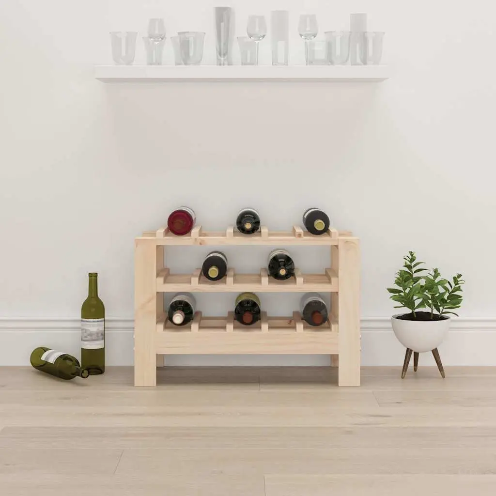 Wooden Wine Rack 61.5x30x42 cm Solid Pine Brown Rustic Bottle Holder