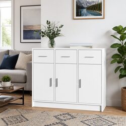 Sideboard White Storage Cabinet 91x28x75cm Engineered Wood Buffet Furniture