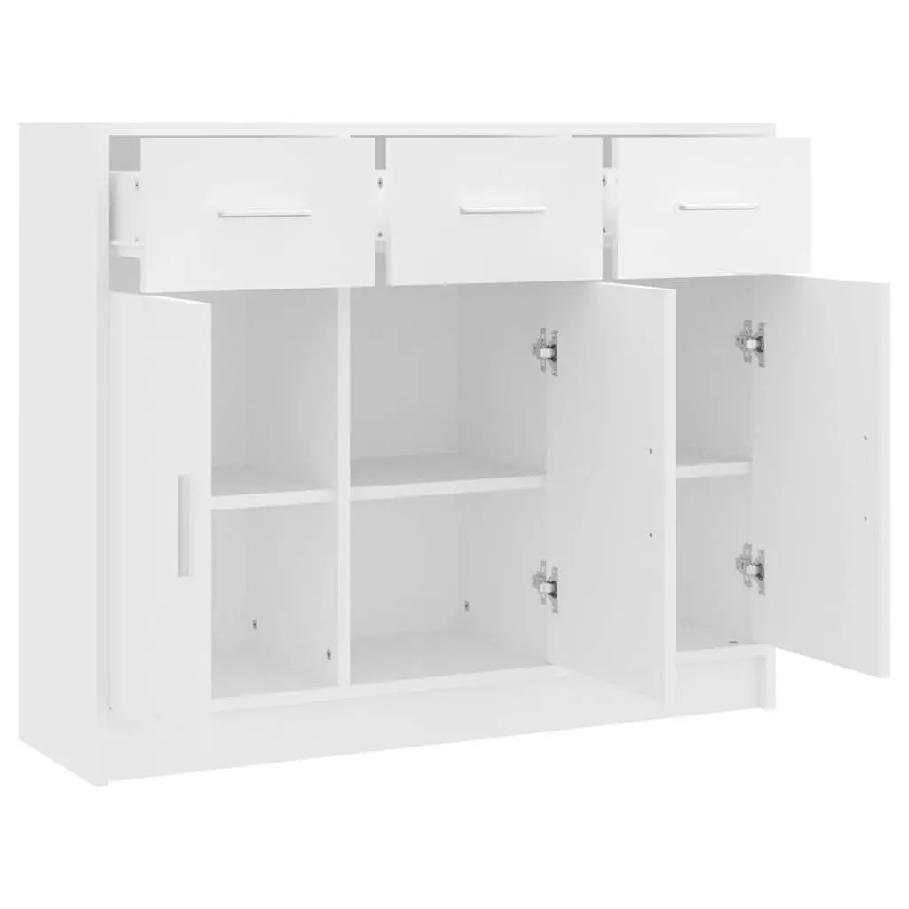 Sideboard 91x28x75cm White Engineered Wood Storage Cabinet