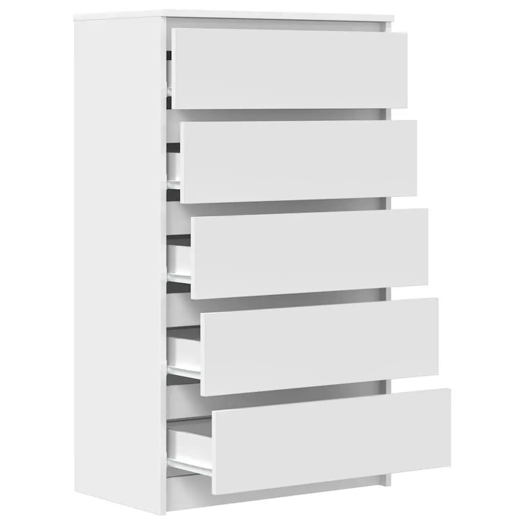 Storage Chest Drawer Cabinet 5 Drawers Engineered Wood White 60x36x103cm
