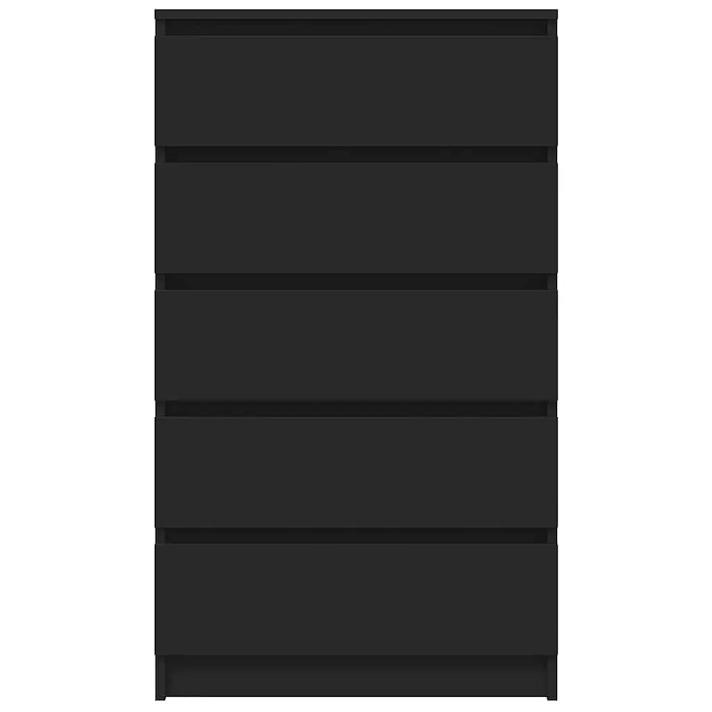 Storage Chest Engineered Wood Black 5 Drawer Cabinet for Home Organization