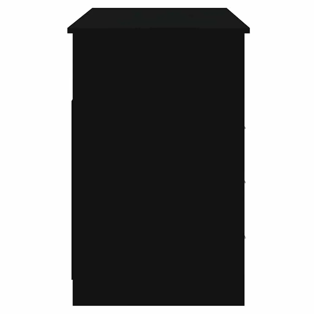 Office Desk 102 cm Black Engineered Wood 3 Drawers Open Compartment
