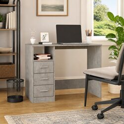 Desk with Drawers Engineered Wood Grey Office Computer Study Workstation