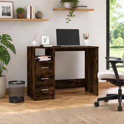 Office Desk with 3 Drawers Open Compartment Brown Engineered Wood Study Table
