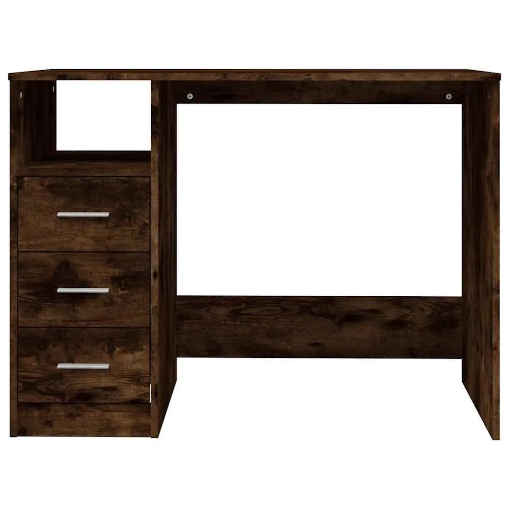 Office Desk 102 x 50 x 76 cm 3 Drawers Open Compartment Brown Engineered Wood Study Table