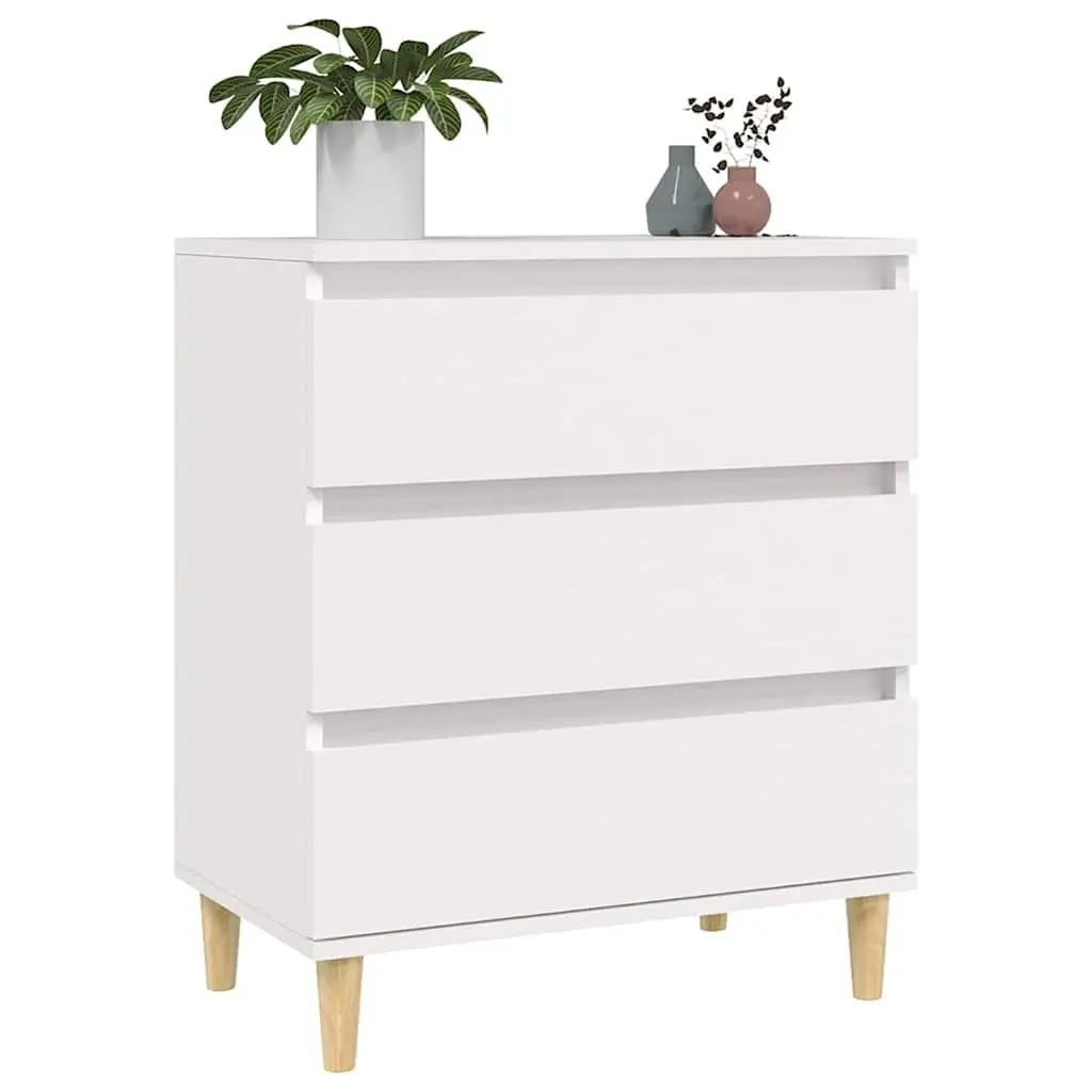 Sideboard White 60x35x70 cm Storage Cabinet 3 Drawers Engineered Wood Cupboard